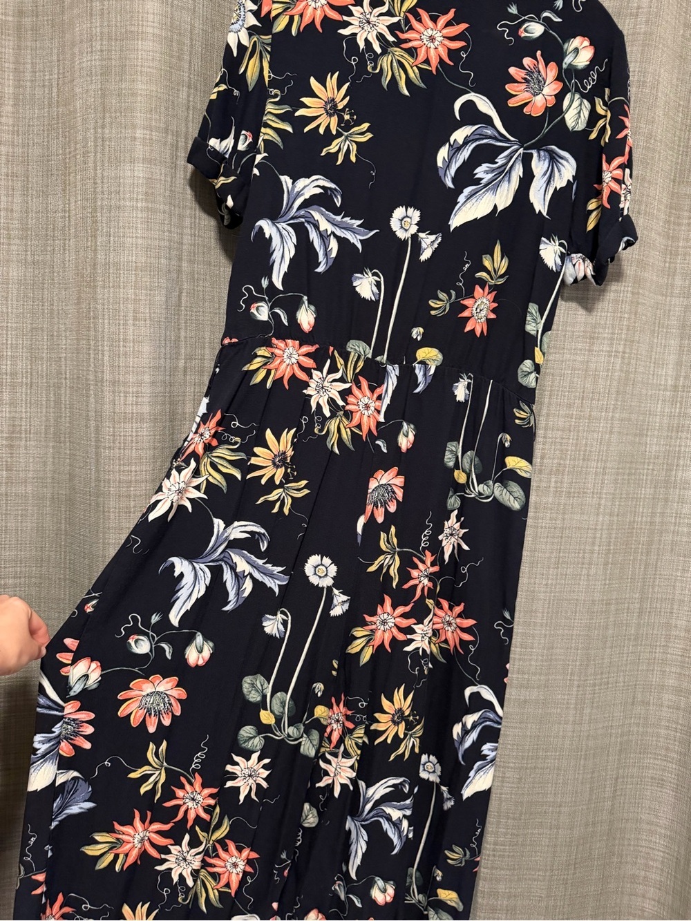Navy Floral jumpsuit with Coral & Cream Blooms - Picture 5 of 5